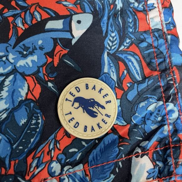 Ted Baker Men's Swim Trunk Toucan Print Size 4 Large Lined Pockets - Picture 4 of 10